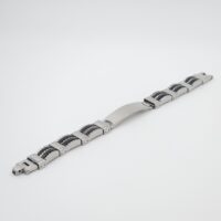 Stijlvolle Zilver-Zwarte RVS Plaatarmband