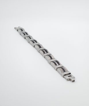 Zilver-zwarte RVS armband