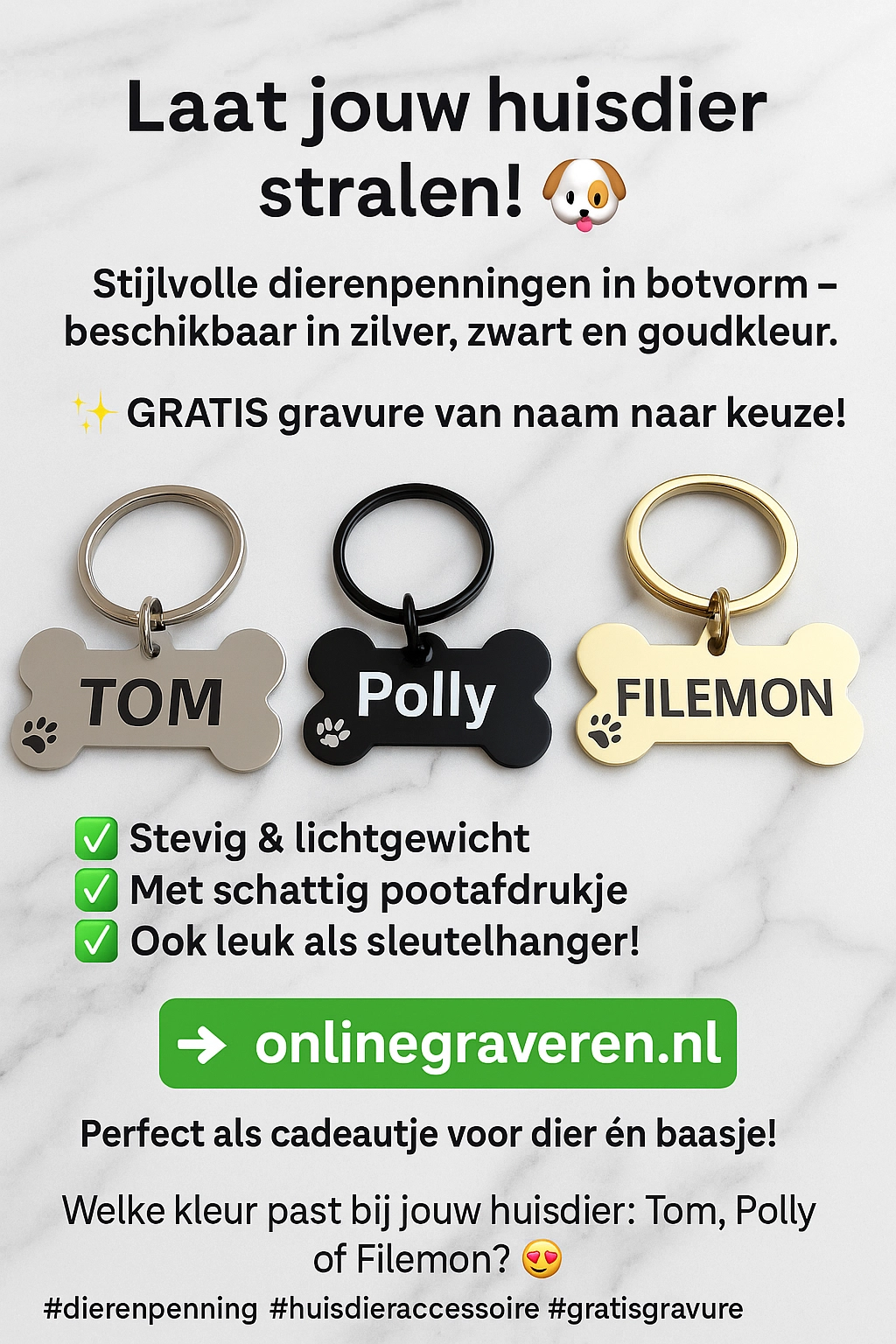 luxe dierenpenningen met gratis gravure!