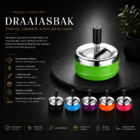 compacte asbak met draaibaar deksel in diverse kleuren