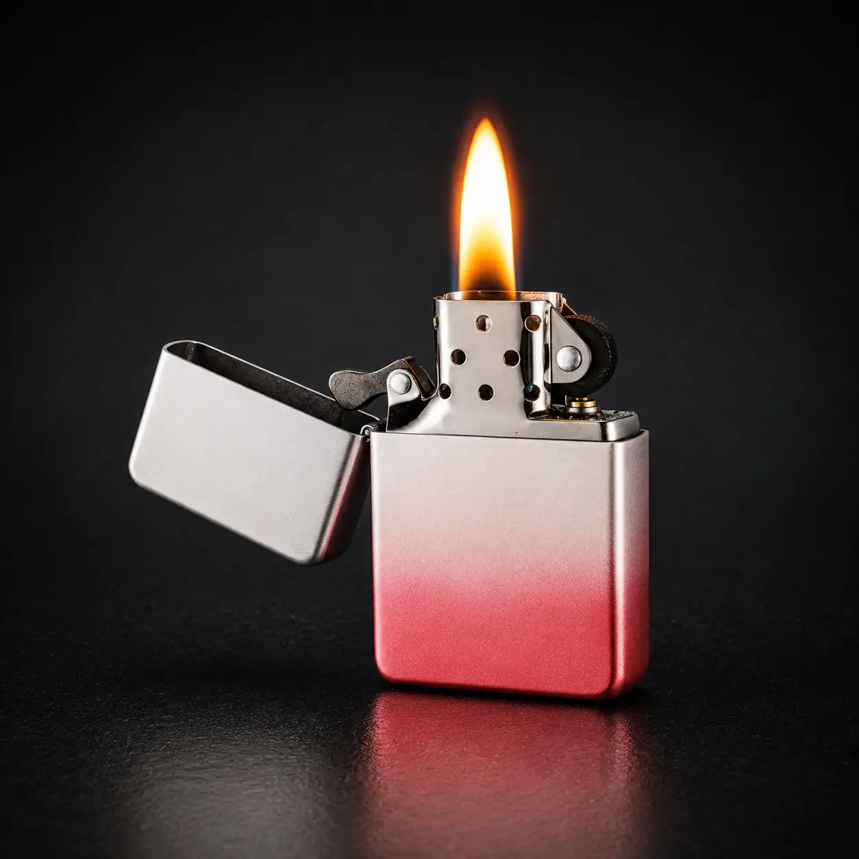navulbare benzine aansteker met windbestendige vlam – verloopdesign